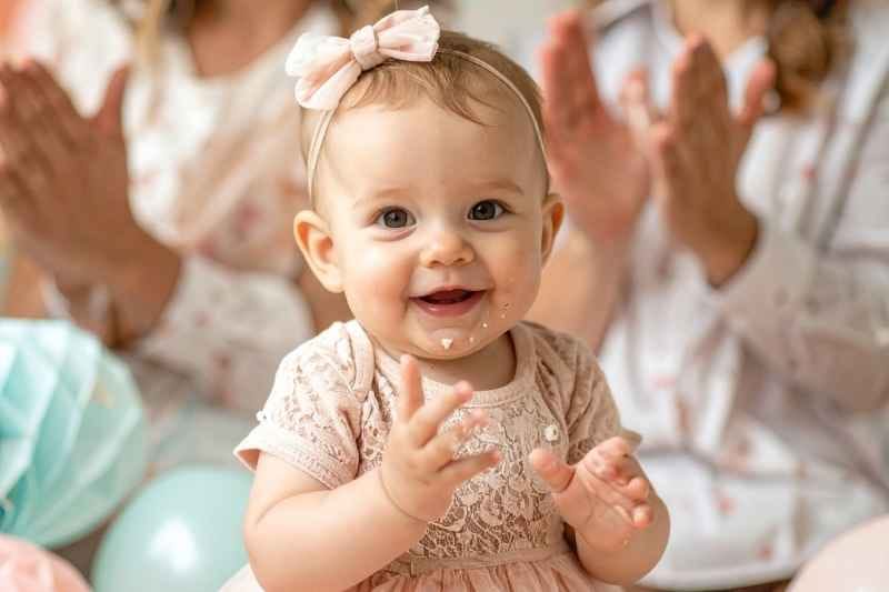 Six-month-old baby sitting upright without support, showing balance, independence, and strength in development.