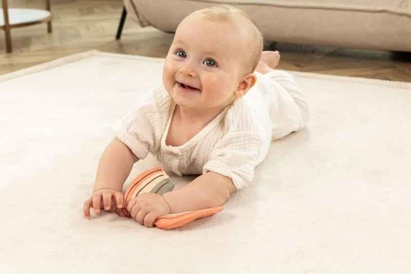 Baby tummy time on the Hakuna Matte Premium Baby Play Mat, helping early baby development milestones through soft and safe play.