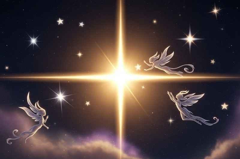 The Great Sky Spirit summons the little star Twinkle and blesses her with the power of golden light, allowing her to share her warm glow with others in need.