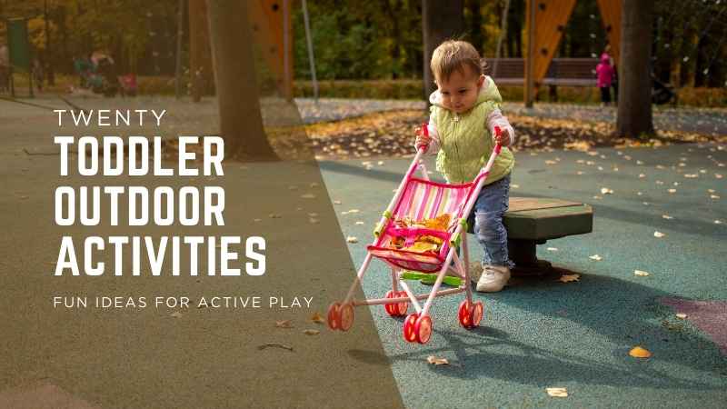 A toddler happily playing outside in a park, enjoying toddler outdoor activities and exploring nature freely.