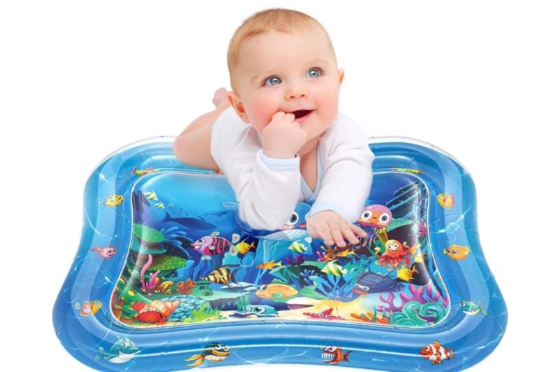 Infinno inflatable water tummy time mat for newborn tummy time with sensory tummy time toys and baby-safe play surface