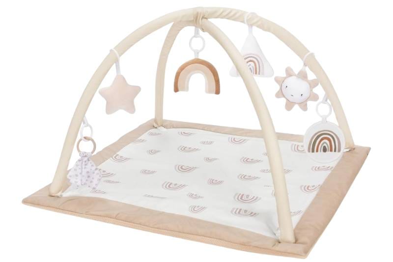 Mallify washable baby tummy time mat with soft padding, tummy time toys, and milestone cards for newborn tummy time activities